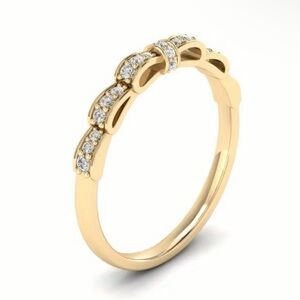 14k Yellow Gold Bow Band Cubic Zirconia  Ring Size 8